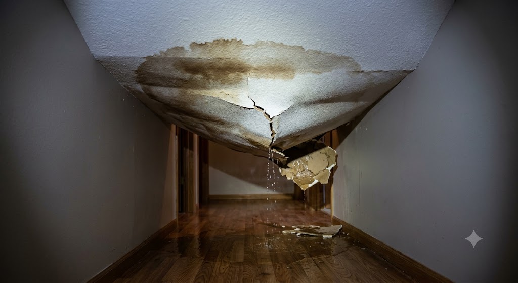 Ceiling water leak damage