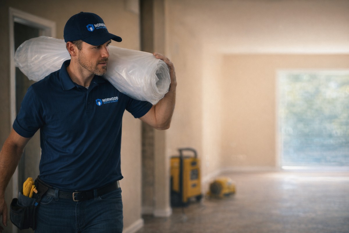 Drying equipment placed after residential water damage